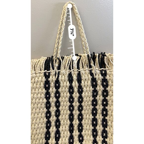 NWT Haute Hippie tan with black stripes raffia straw tote bag - Picture 8 of 8